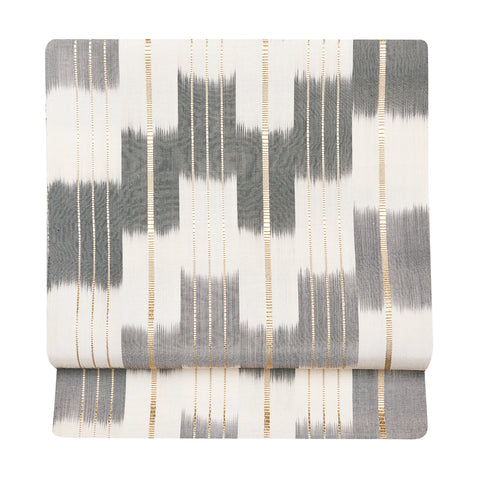 柳晋哉 九寸名古屋帯 紬 草木染「段絣道屯織」