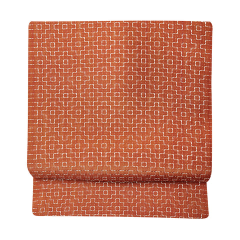 柳晋哉 九寸名古屋帯 紬 草木染「花くずし刺子織」